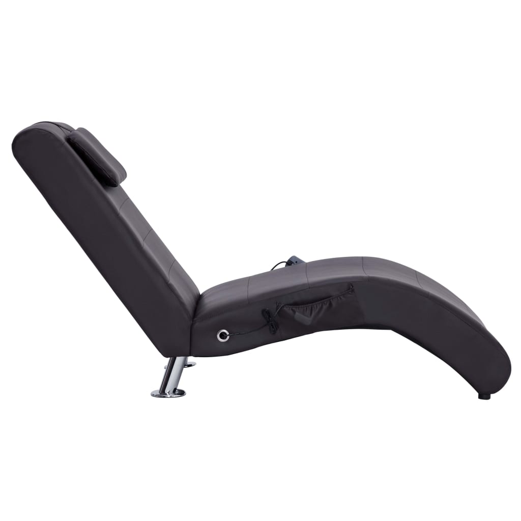 Massage chaise longue met kussen kunstleer bruin is nu te koop bij PeponiXL, paradijselijk wonen!