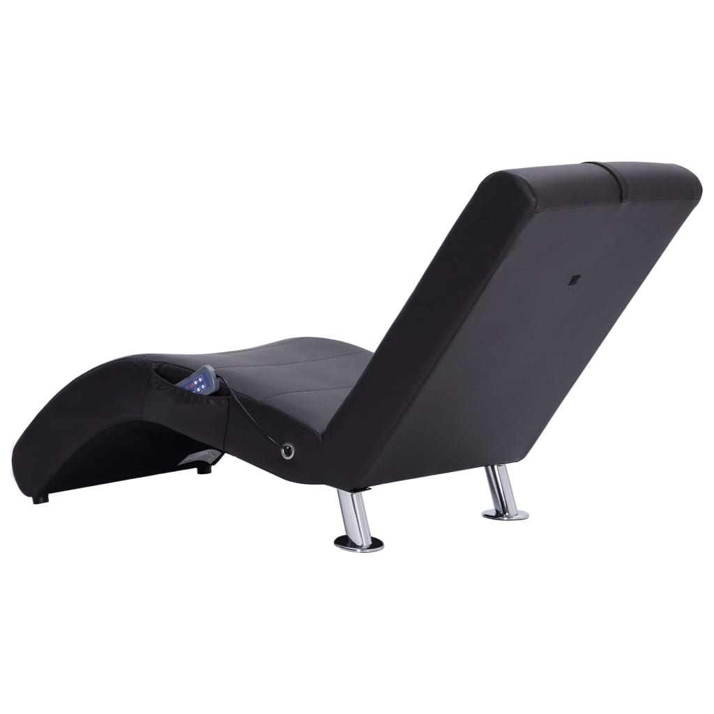 Massage chaise longue met kussen kunstleer bruin is nu te koop bij PeponiXL, paradijselijk wonen!