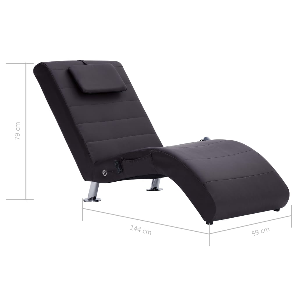 Massage chaise longue met kussen kunstleer bruin is nu te koop bij PeponiXL, paradijselijk wonen!