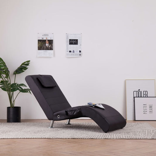 Massage chaise longue met kussen kunstleer bruin is nu te koop bij PeponiXL, paradijselijk wonen!