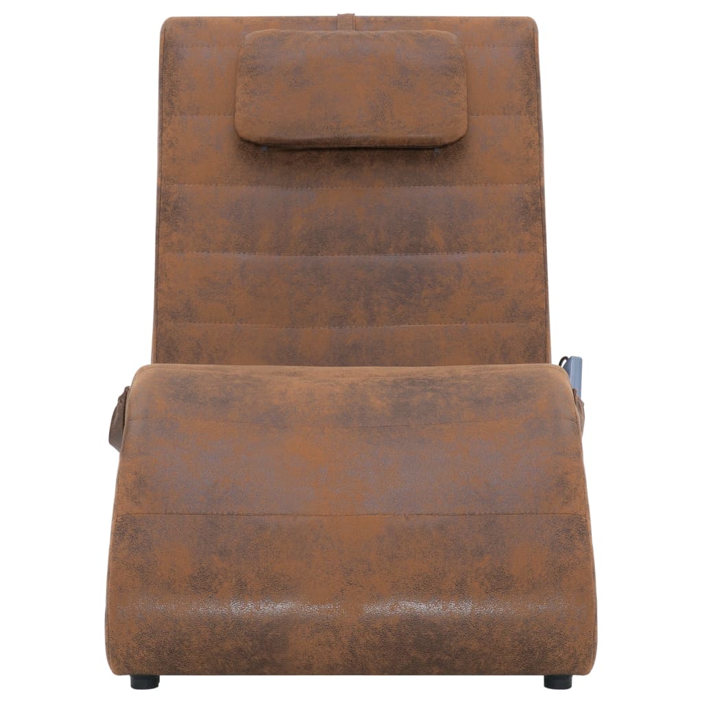 Massage chaise longue met kussen kunstsuède bruin is nu te koop bij PeponiXL, paradijselijk wonen!