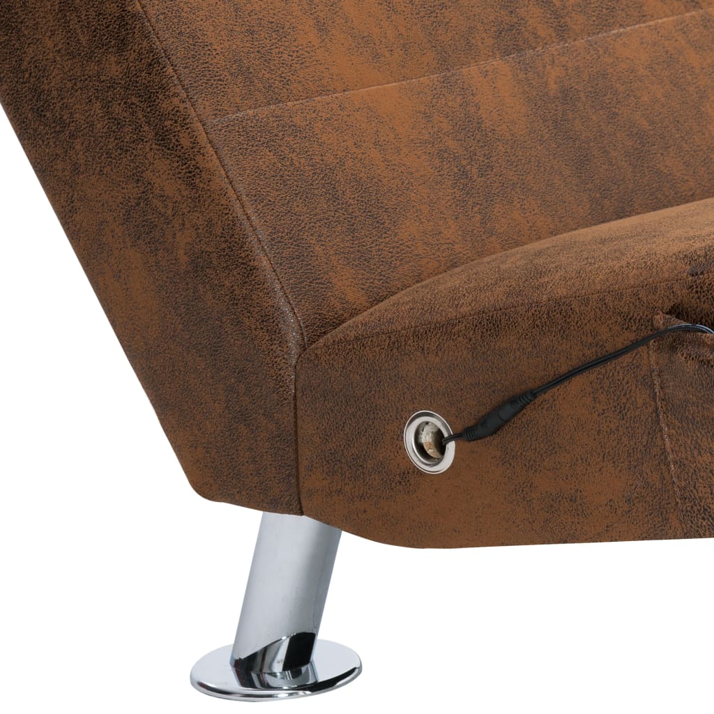 Massage chaise longue met kussen kunstsuède bruin is nu te koop bij PeponiXL, paradijselijk wonen!