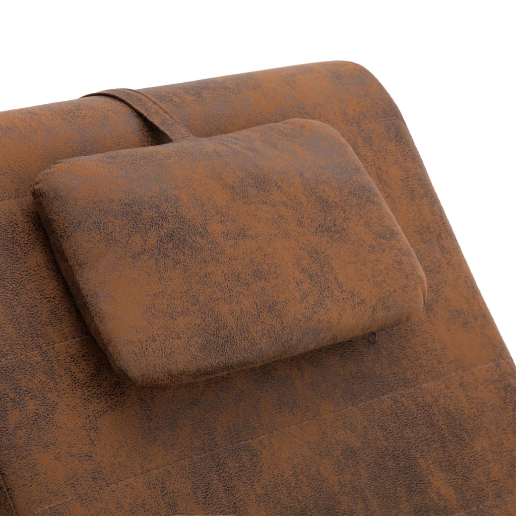 Massage chaise longue met kussen kunstsuède bruin is nu te koop bij PeponiXL, paradijselijk wonen!