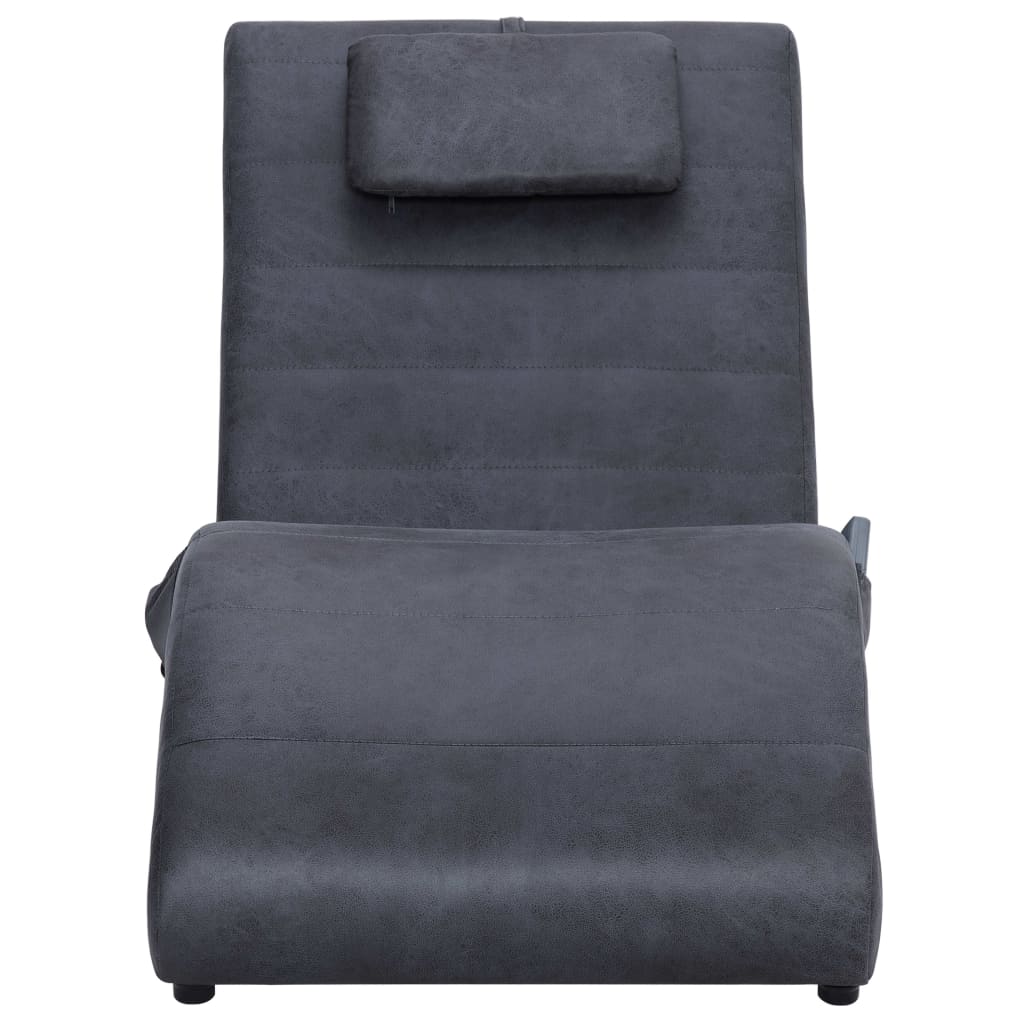 Massage chaise longue met kussen kunstsuède grijs is nu te koop bij PeponiXL, paradijselijk wonen!