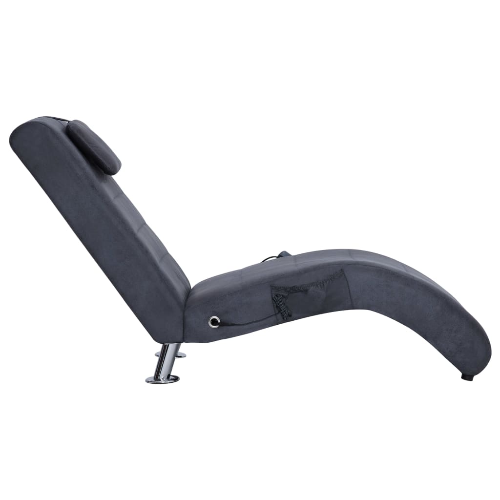 Massage chaise longue met kussen kunstsuède grijs is nu te koop bij PeponiXL, paradijselijk wonen!