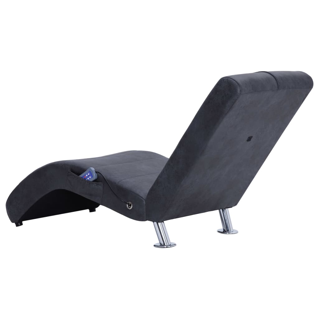 Massage chaise longue met kussen kunstsuède grijs is nu te koop bij PeponiXL, paradijselijk wonen!