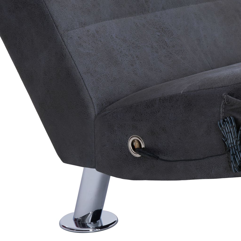 Massage chaise longue met kussen kunstsuède grijs is nu te koop bij PeponiXL, paradijselijk wonen!