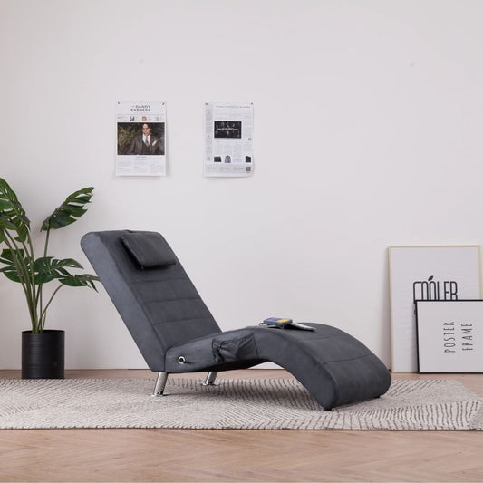 Massage chaise longue met kussen kunstsuède grijs is nu te koop bij PeponiXL, paradijselijk wonen!