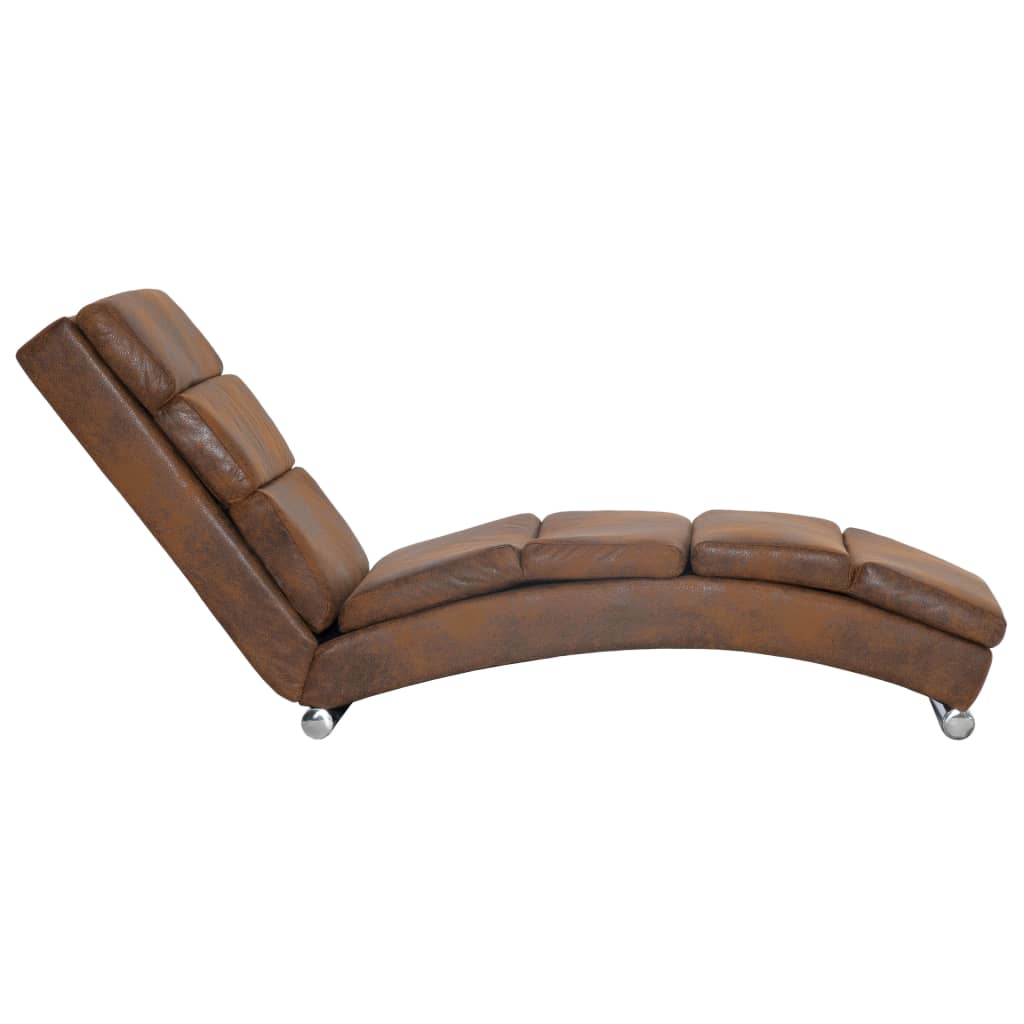 Chaise longue kunstsuède bruin is nu te koop bij PeponiXL, paradijselijk wonen!