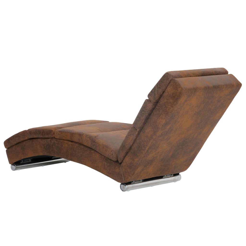 Chaise longue kunstsuède bruin is nu te koop bij PeponiXL, paradijselijk wonen!