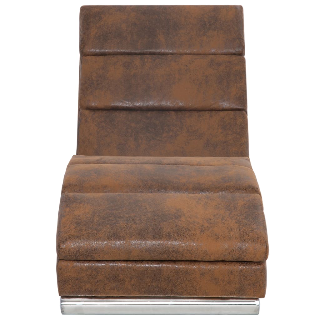 Chaise longue kunstsuède bruin is nu te koop bij PeponiXL, paradijselijk wonen!