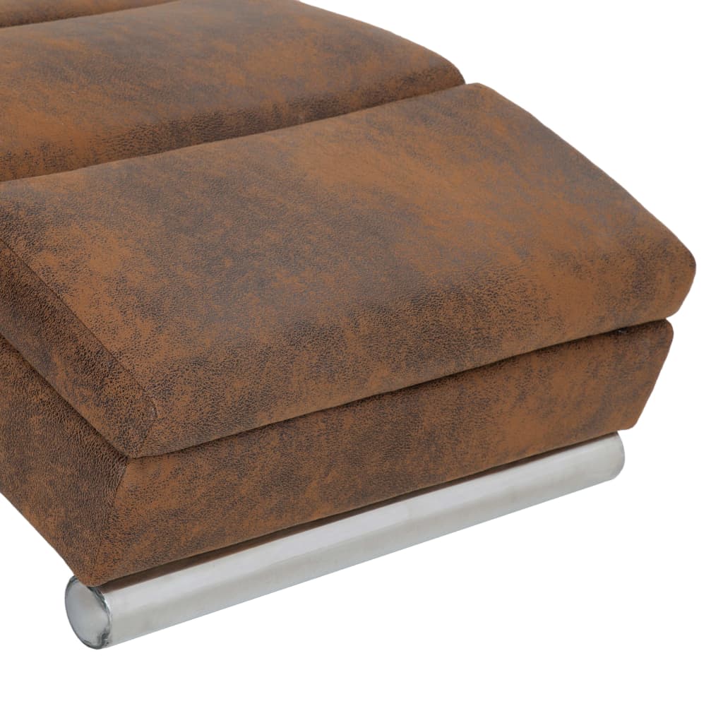 Chaise longue kunstsuède bruin is nu te koop bij PeponiXL, paradijselijk wonen!