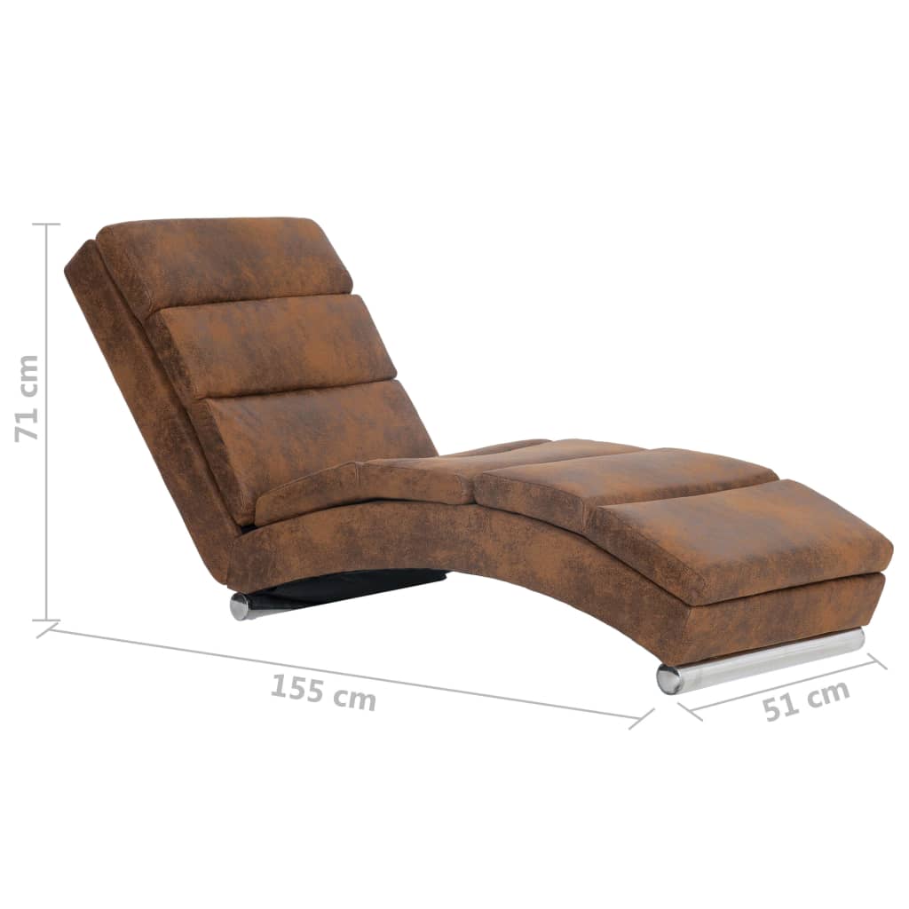 Chaise longue kunstsuède bruin is nu te koop bij PeponiXL, paradijselijk wonen!