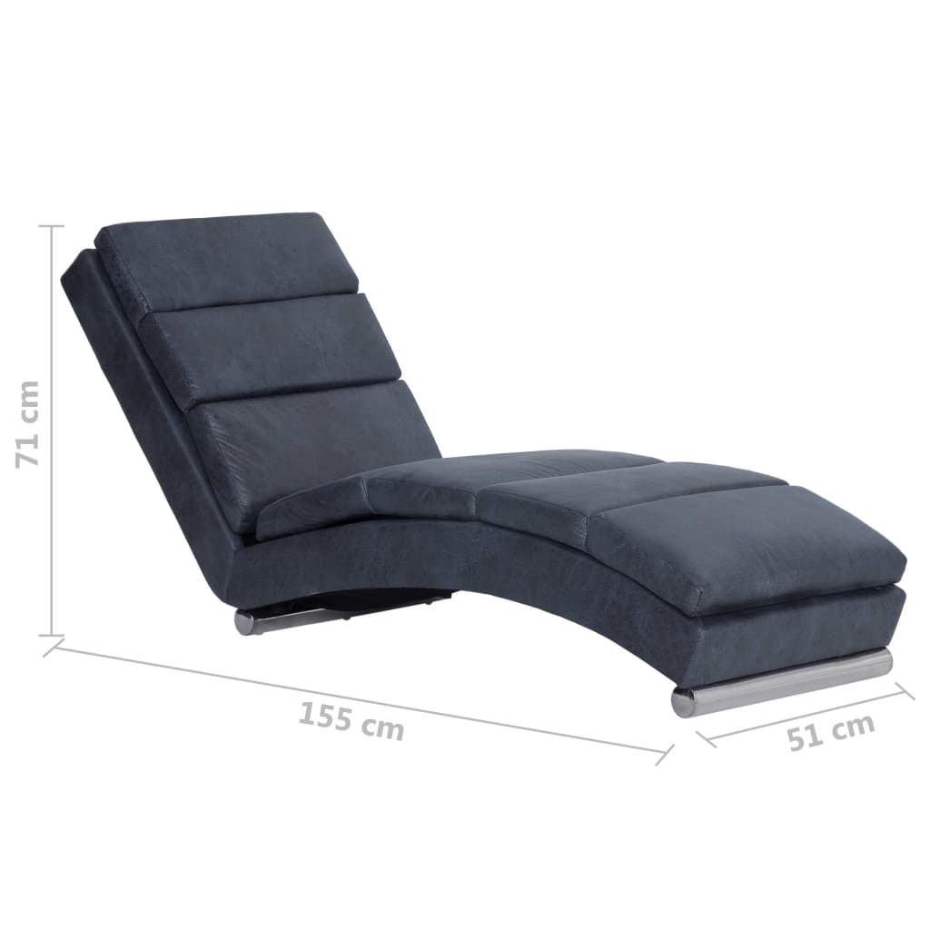 Chaise longue kunstsuède grijs is nu te koop bij PeponiXL, paradijselijk wonen!