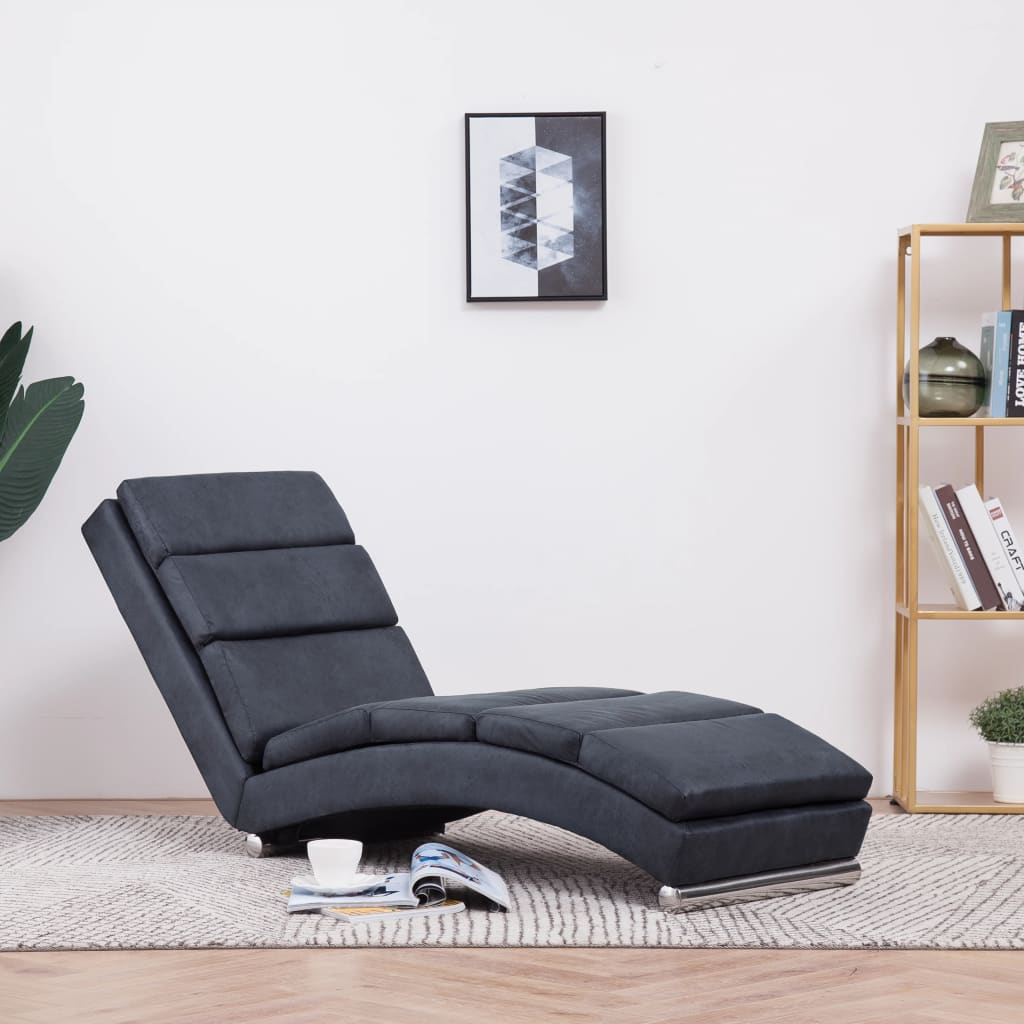 Chaise longue kunstsuède grijs is nu te koop bij PeponiXL, paradijselijk wonen!