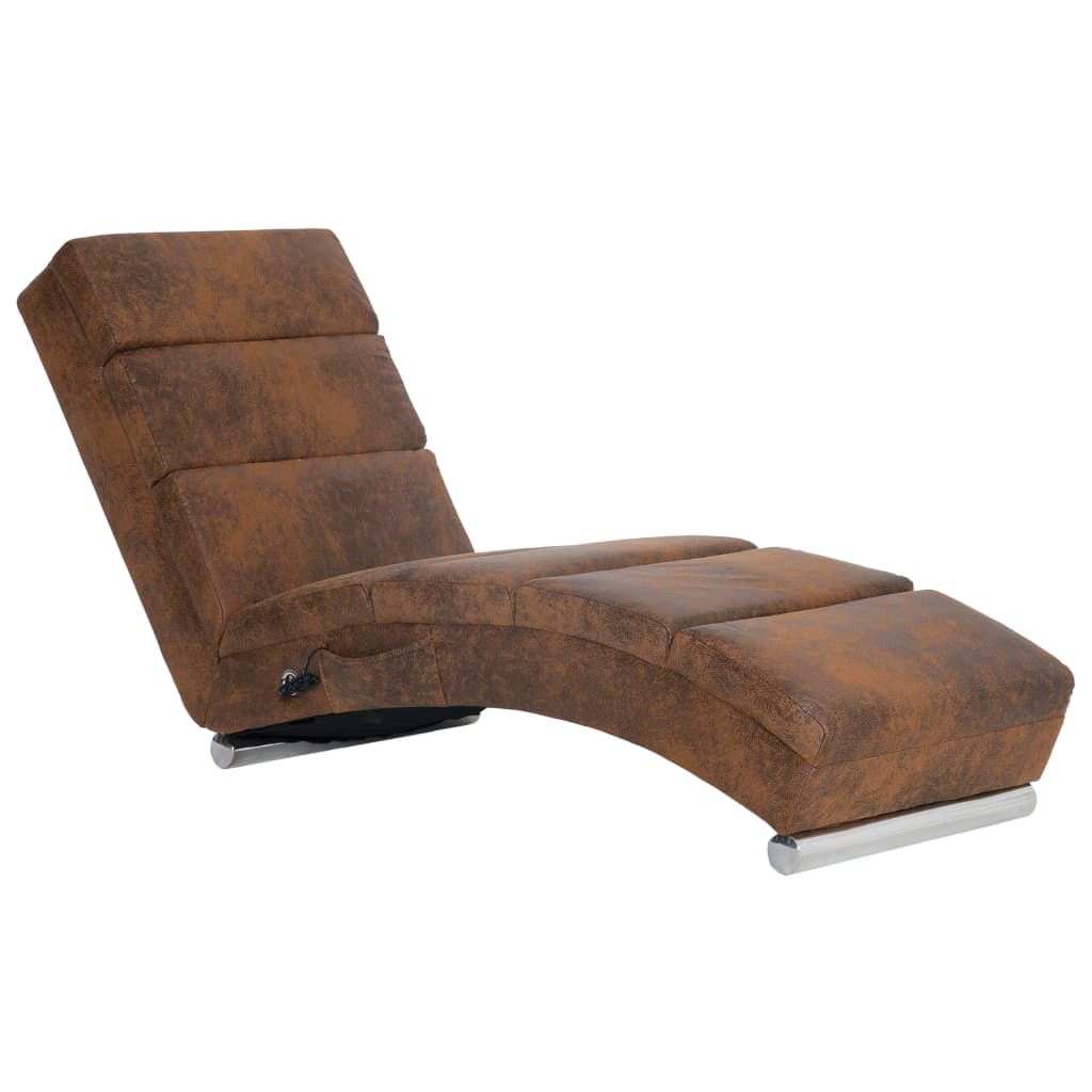 Massage chaise longue kunstsuède bruin is nu te koop bij PeponiXL, paradijselijk wonen!
