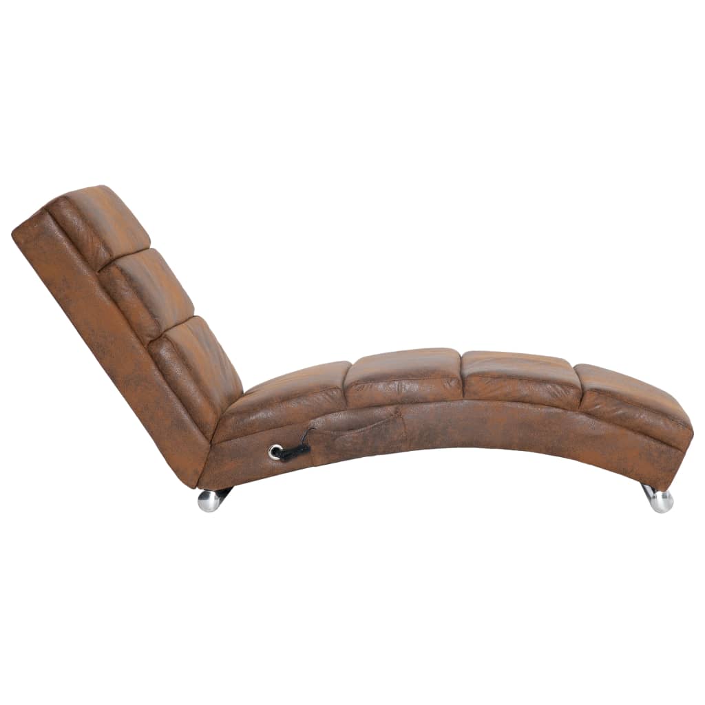 Massage chaise longue kunstsuède bruin is nu te koop bij PeponiXL, paradijselijk wonen!