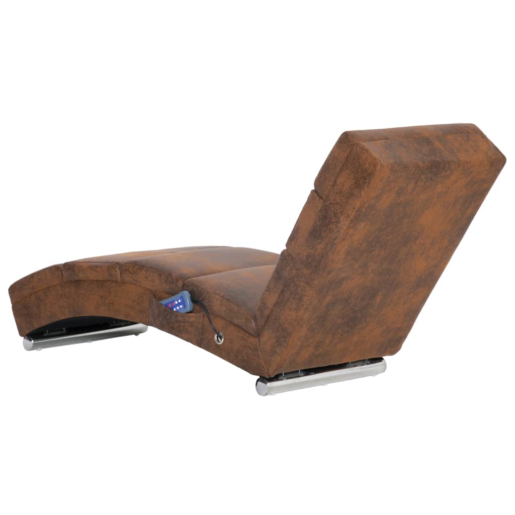 Massage chaise longue kunstsuède bruin is nu te koop bij PeponiXL, paradijselijk wonen!
