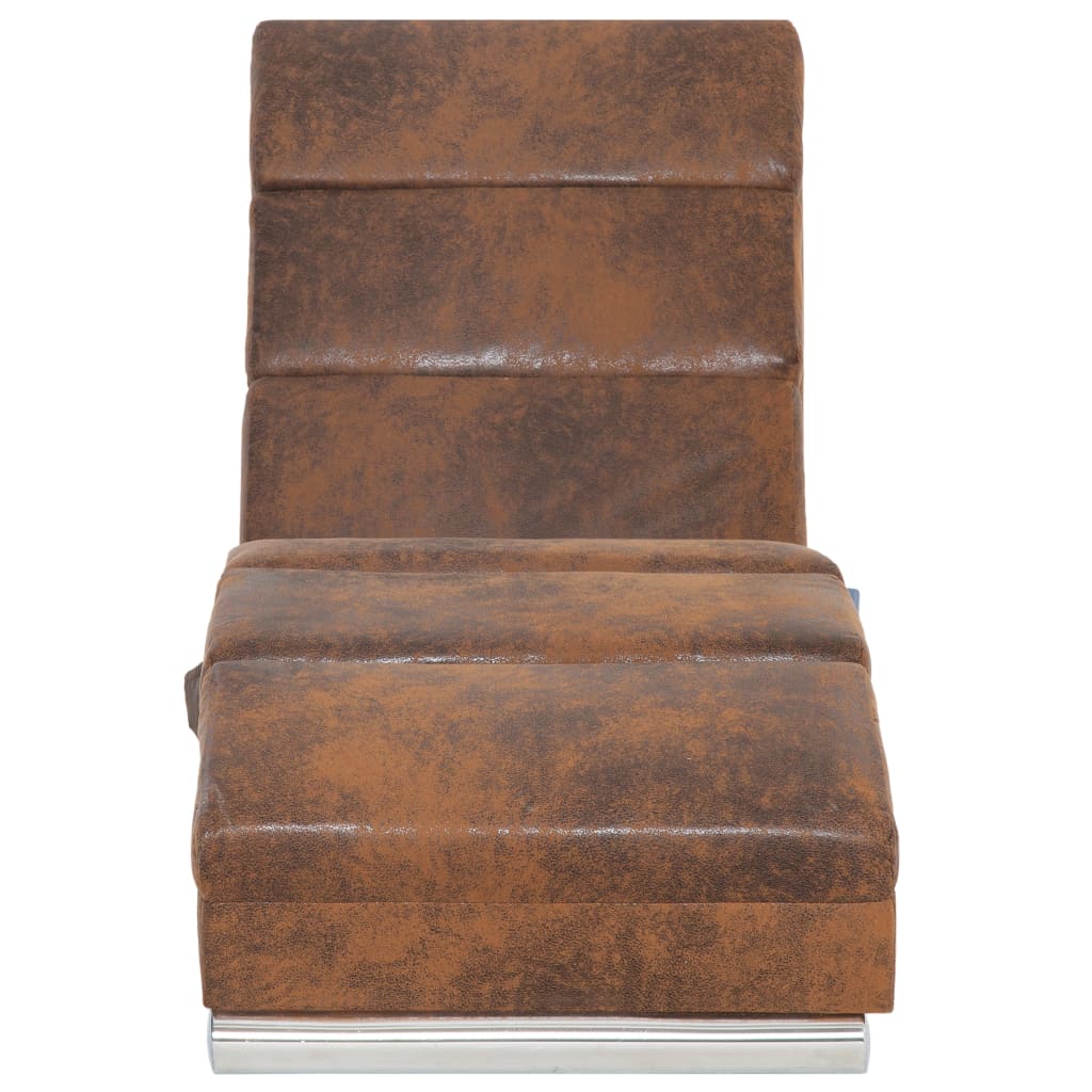 Massage chaise longue kunstsuède bruin is nu te koop bij PeponiXL, paradijselijk wonen!