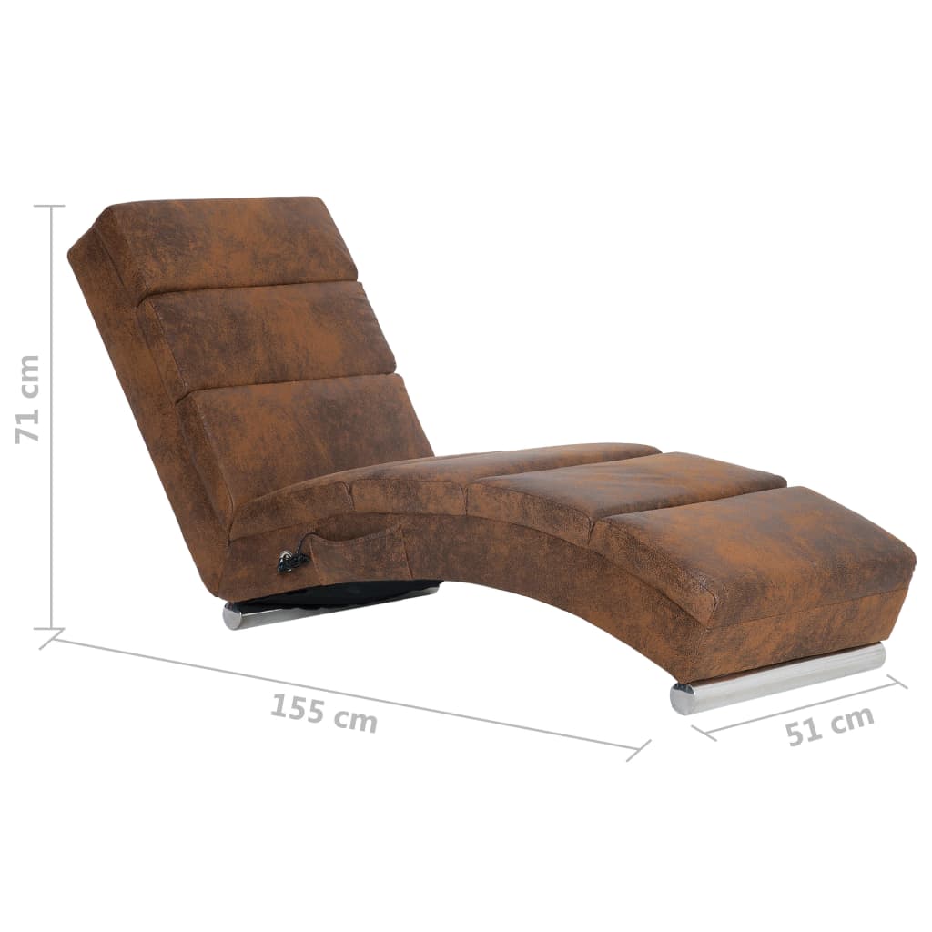 Massage chaise longue kunstsuède bruin is nu te koop bij PeponiXL, paradijselijk wonen!