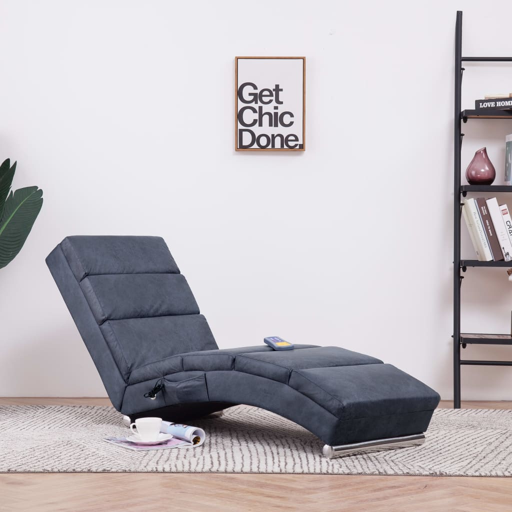 Massage chaise longue kunstsuède grijs is nu te koop bij PeponiXL, paradijselijk wonen!
