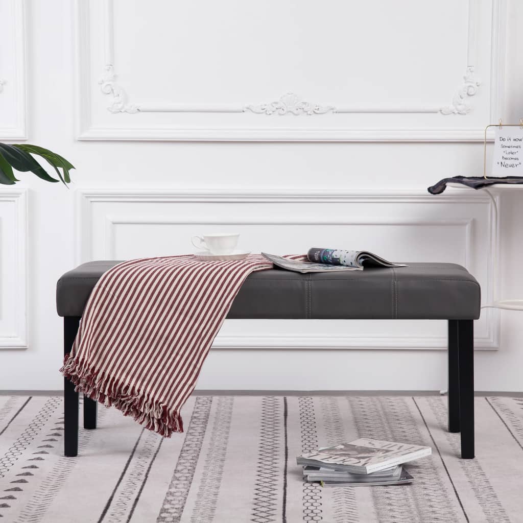Bankje 106 cm kunstleer grijs is nu te koop bij PeponiXL, paradijselijk wonen!