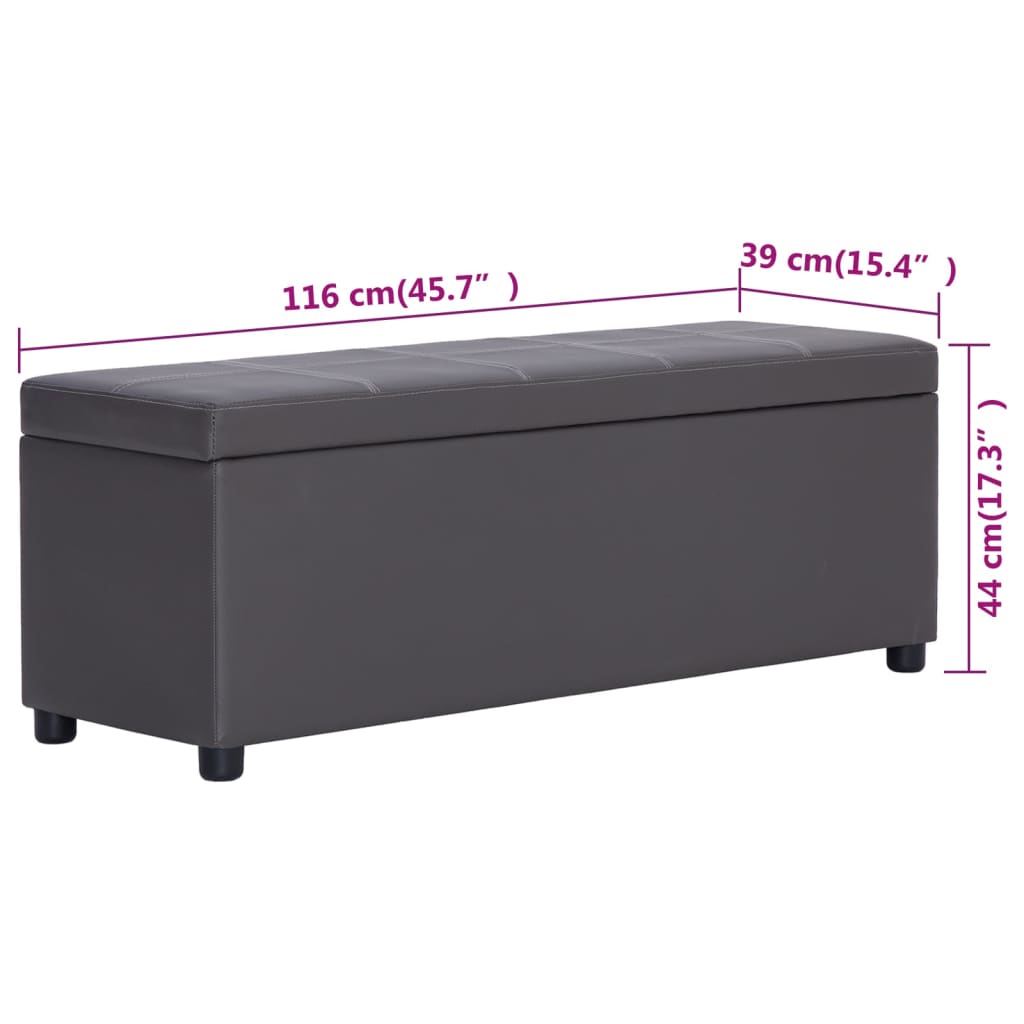 Bankje met opbergvak 116 cm kunstleer grijs is nu te koop bij PeponiXL, paradijselijk wonen!