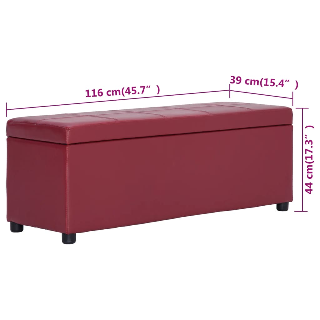 Bankje met opbergvak 116 cm kunstleer wijnrood is nu te koop bij PeponiXL, paradijselijk wonen!