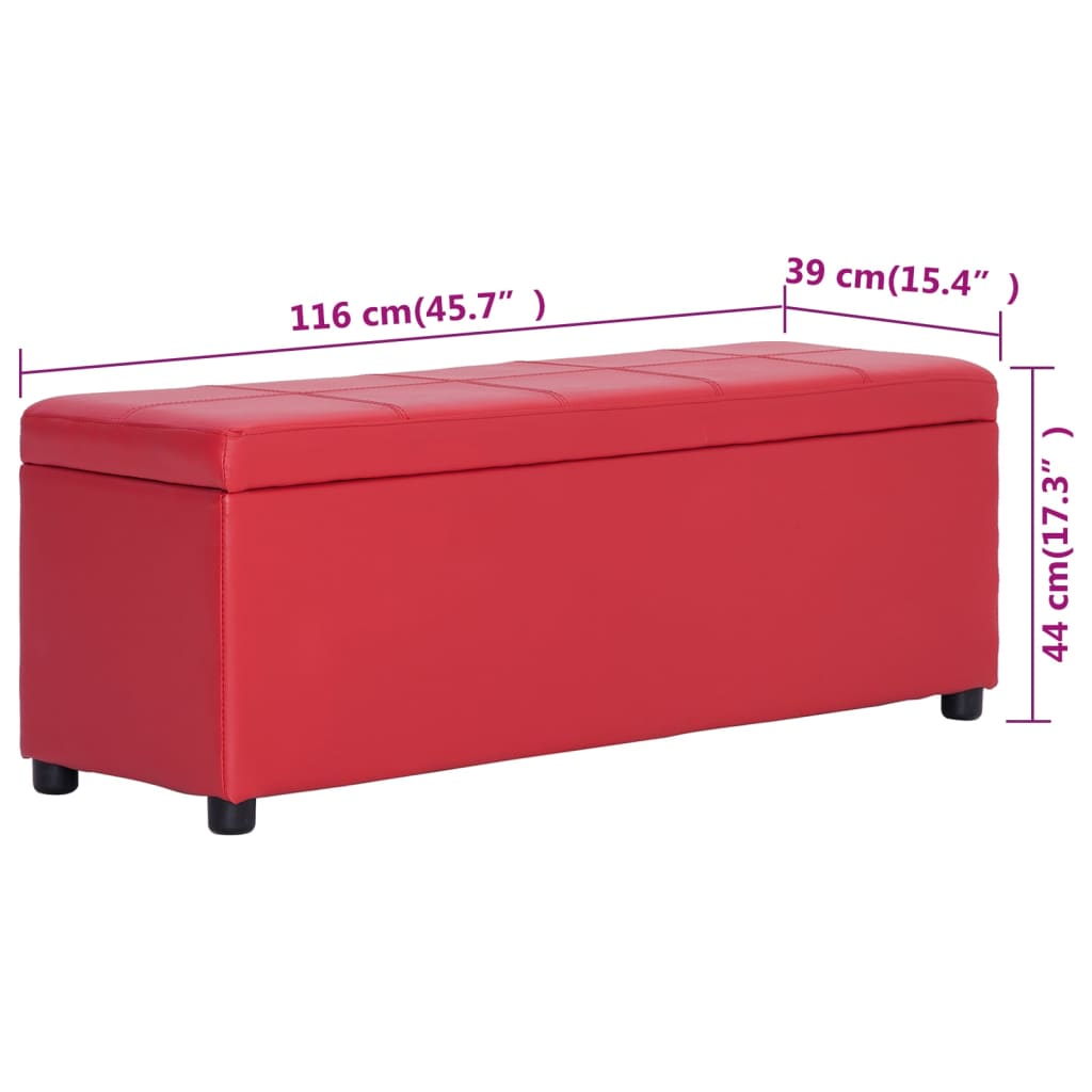 Bankje met opbergvak 116 cm kunstleer rood is nu te koop bij PeponiXL, paradijselijk wonen!
