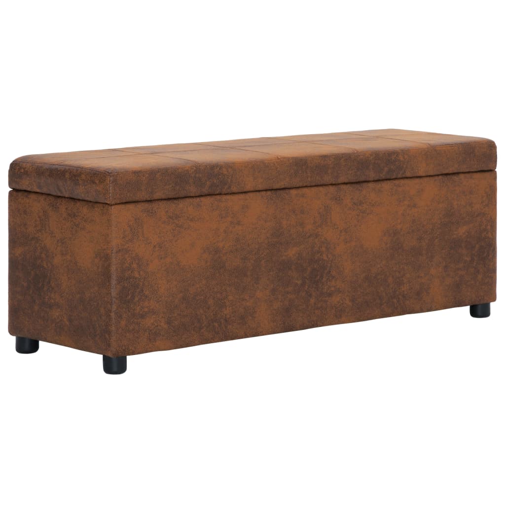 Bankje met opbergvak 116 cm kunstsuède bruin is nu te koop bij PeponiXL, paradijselijk wonen!