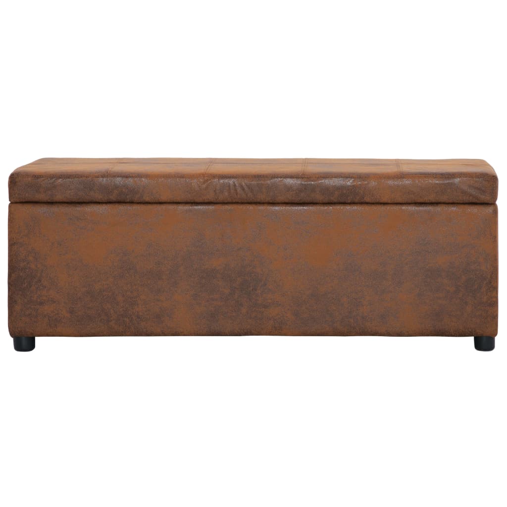 Bankje met opbergvak 116 cm kunstsuède bruin is nu te koop bij PeponiXL, paradijselijk wonen!