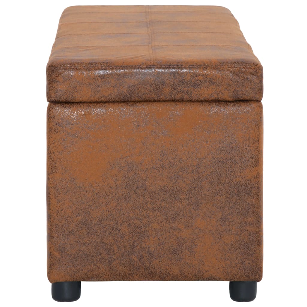 Bankje met opbergvak 116 cm kunstsuède bruin is nu te koop bij PeponiXL, paradijselijk wonen!