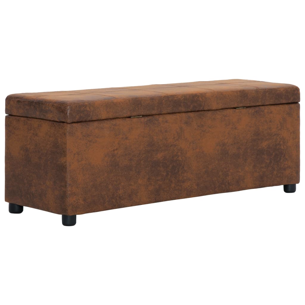 Bankje met opbergvak 116 cm kunstsuède bruin is nu te koop bij PeponiXL, paradijselijk wonen!