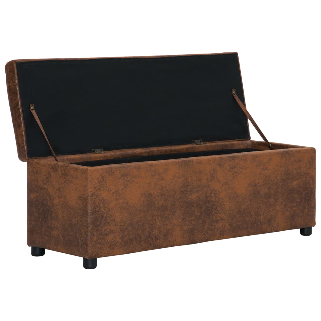 Bankje met opbergvak 116 cm kunstsuède bruin is nu te koop bij PeponiXL, paradijselijk wonen!
