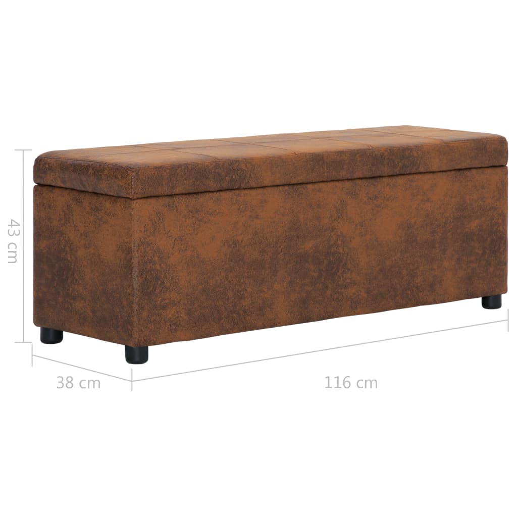 Bankje met opbergvak 116 cm kunstsuède bruin is nu te koop bij PeponiXL, paradijselijk wonen!