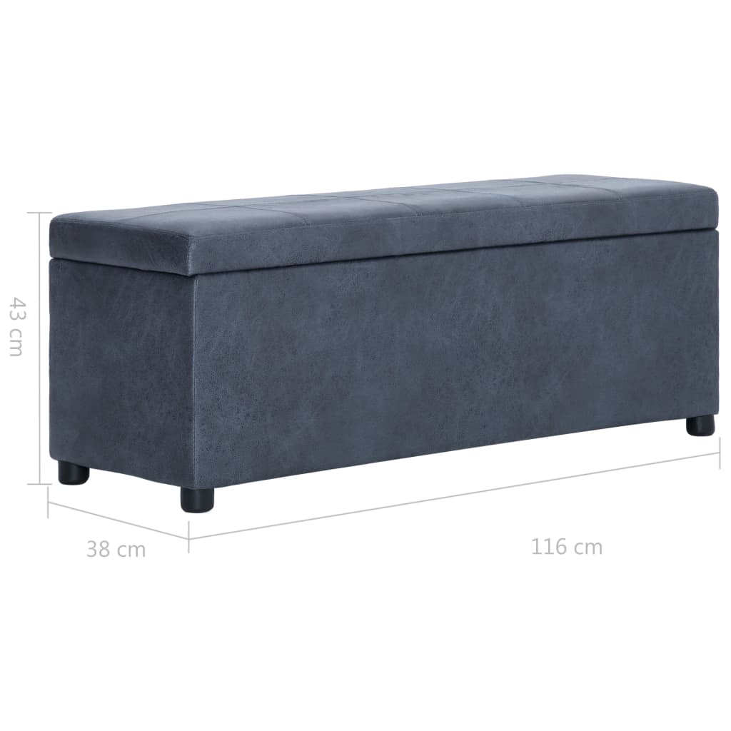 Bankje met opbergvak 116 cm kunstsuède grijs is nu te koop bij PeponiXL, paradijselijk wonen!