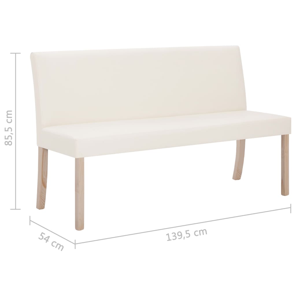 Bankje 139,5 cm kunstleer crème is nu te koop bij PeponiXL, paradijselijk wonen!