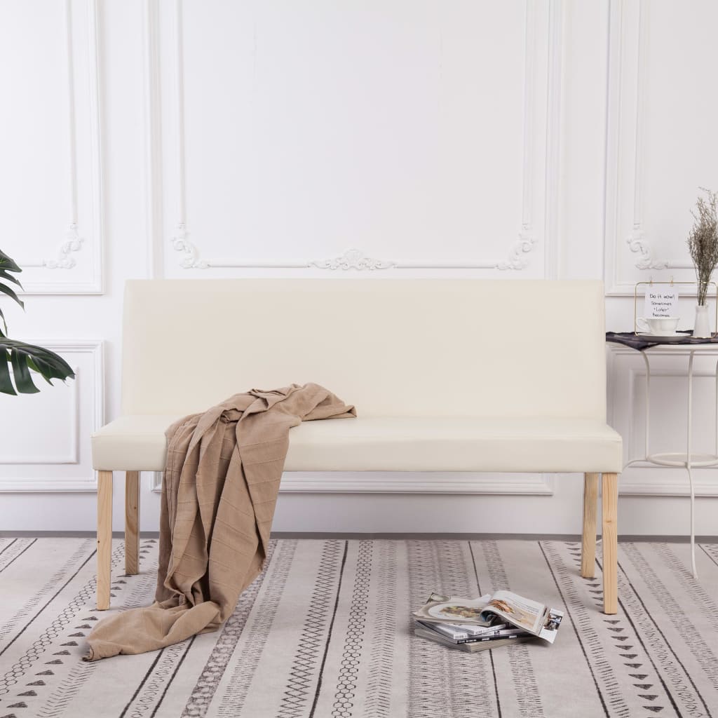 Bankje 139,5 cm kunstleer crème is nu te koop bij PeponiXL, paradijselijk wonen!