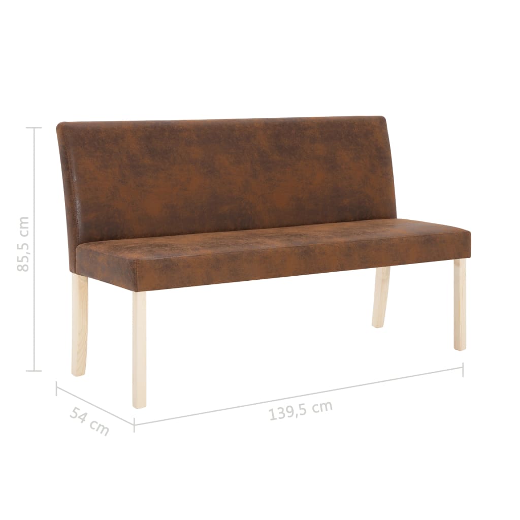 Bankje 139,5 cm kunstsuède bruin is nu te koop bij PeponiXL, paradijselijk wonen!