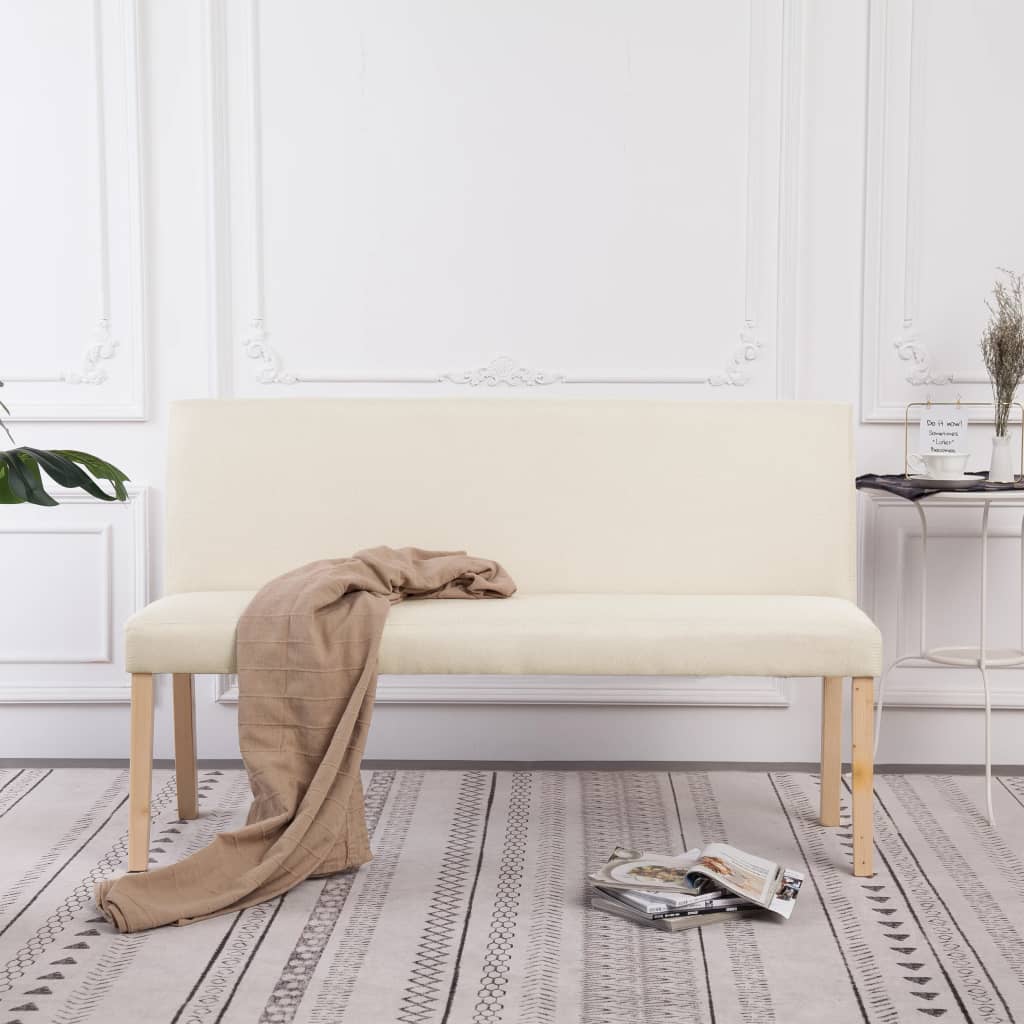 Bankje 139,5 cm polyester crème is nu te koop bij PeponiXL, paradijselijk wonen!