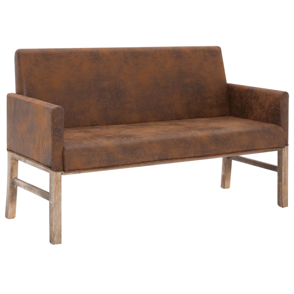 Bankje met armleuning 140 cm kunstsuède bruin is nu te koop bij PeponiXL, paradijselijk wonen!