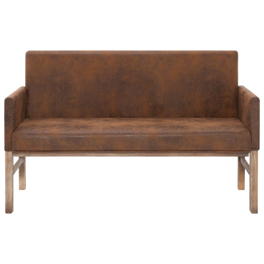 Bankje met armleuning 140 cm kunstsuède bruin is nu te koop bij PeponiXL, paradijselijk wonen!