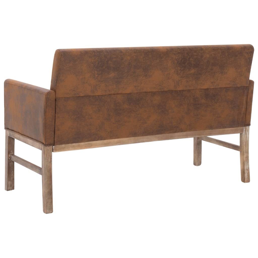 Bankje met armleuning 140 cm kunstsuède bruin is nu te koop bij PeponiXL, paradijselijk wonen!