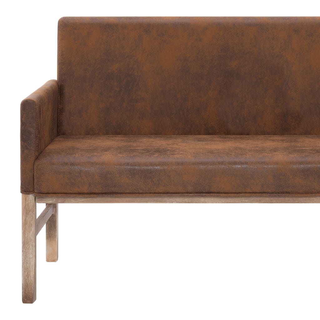 Bankje met armleuning 140 cm kunstsuède bruin is nu te koop bij PeponiXL, paradijselijk wonen!