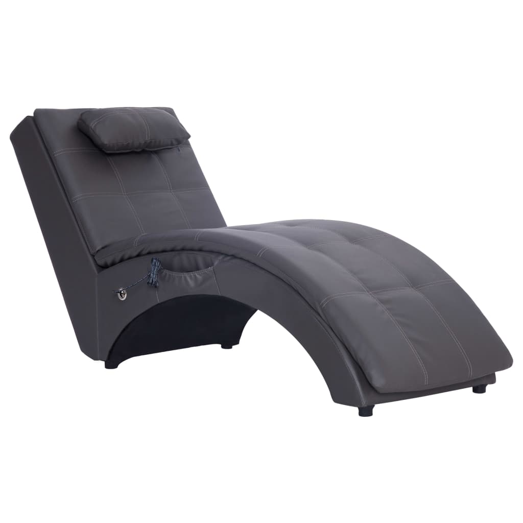 Massage chaise longue met kussen kunstleer grijs is nu te koop bij PeponiXL, paradijselijk wonen!