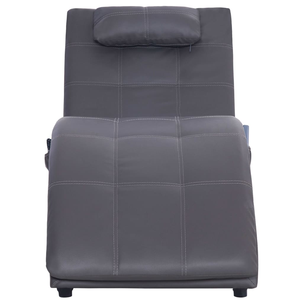 Massage chaise longue met kussen kunstleer grijs is nu te koop bij PeponiXL, paradijselijk wonen!
