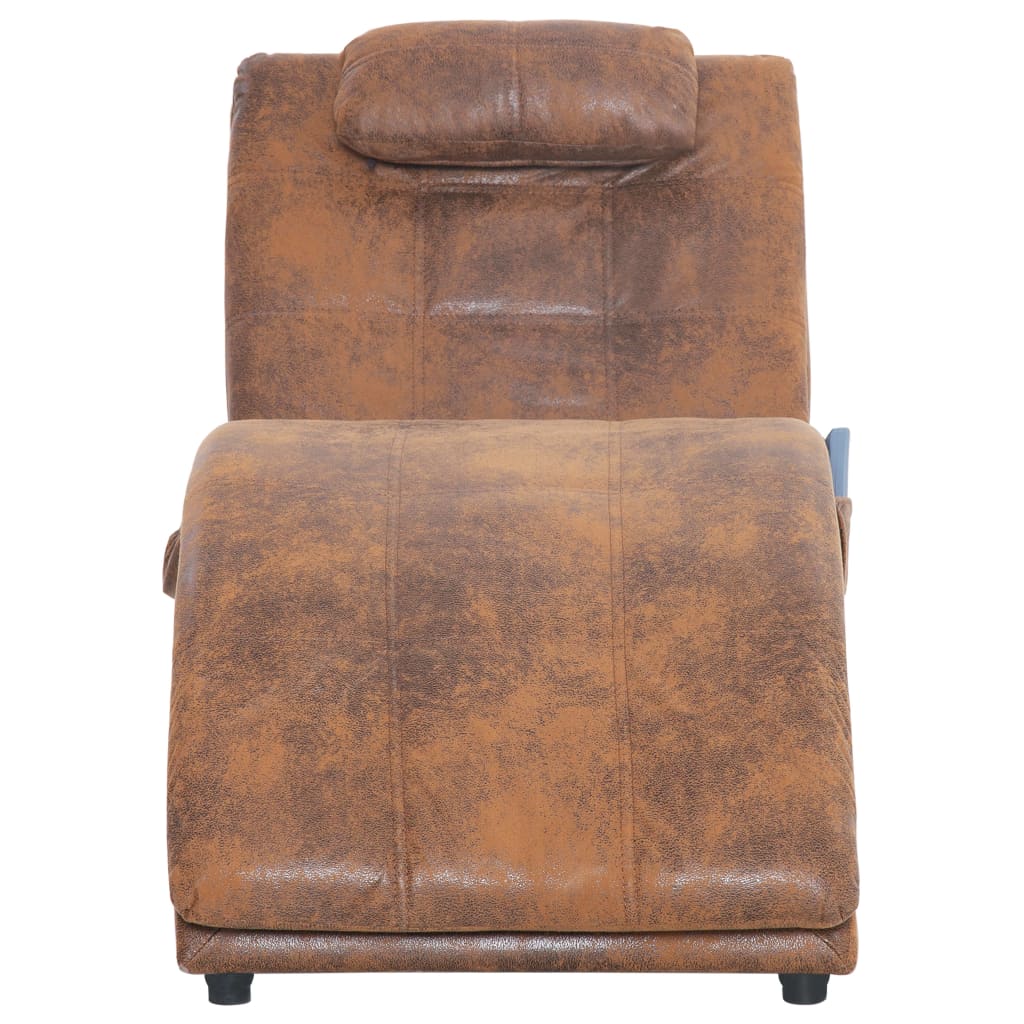 Massage chaise longue met kussen kunstsuède bruin is nu te koop bij PeponiXL, paradijselijk wonen!