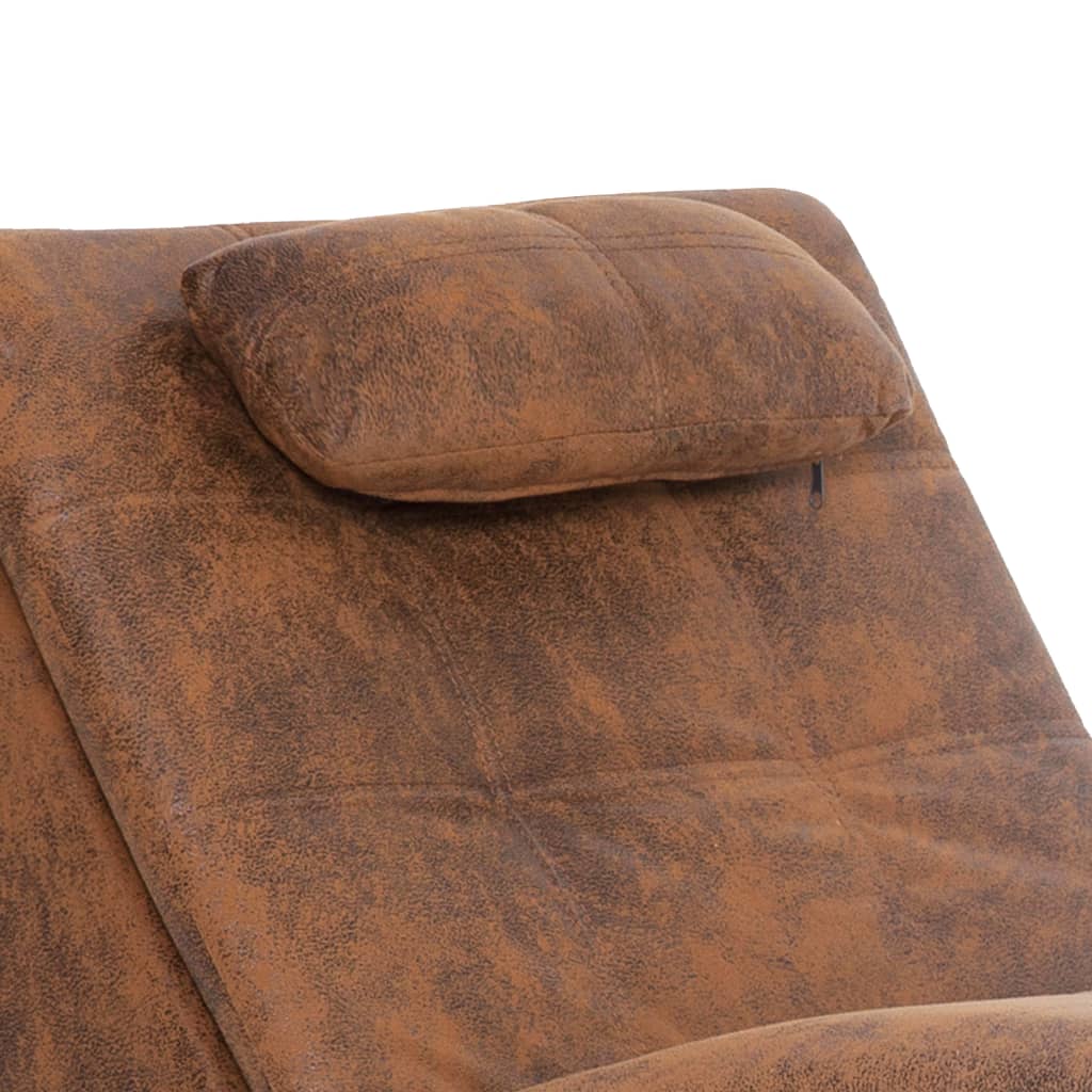 Massage chaise longue met kussen kunstsuède bruin is nu te koop bij PeponiXL, paradijselijk wonen!