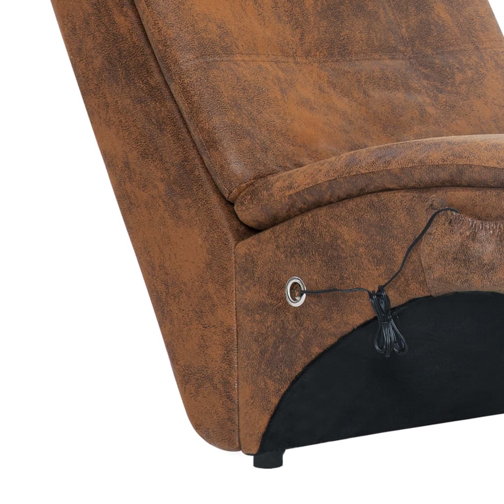 Massage chaise longue met kussen kunstsuède bruin is nu te koop bij PeponiXL, paradijselijk wonen!