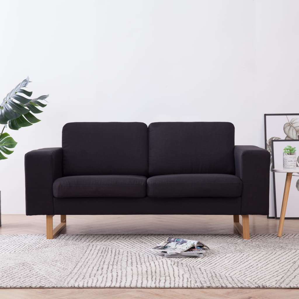 Tweezitsbank stof zwart is nu te koop bij PeponiXL, paradijselijk wonen!